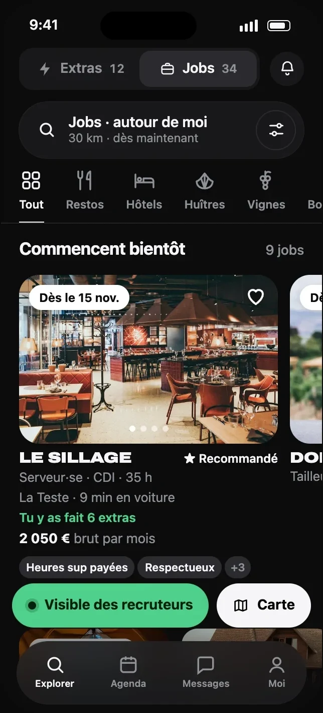 Écran Jobs : les offres près de chez toi.